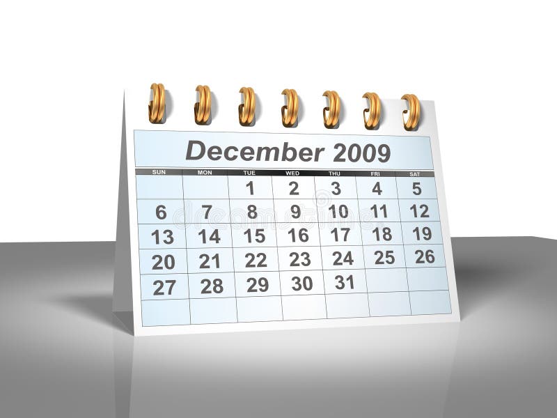 Calendário do Desktop (3D). Dezembro, 2009. ilustração stock Calendário do Desktop (3D). Dezembro, 2009. ilustração stock