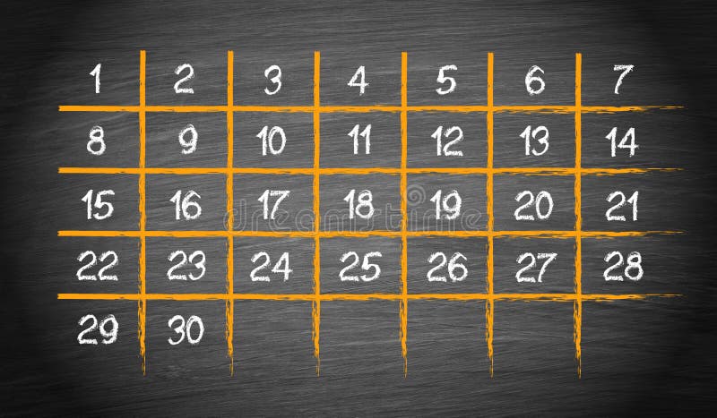 Calendário mensal com 30 dias ilustração royalty free