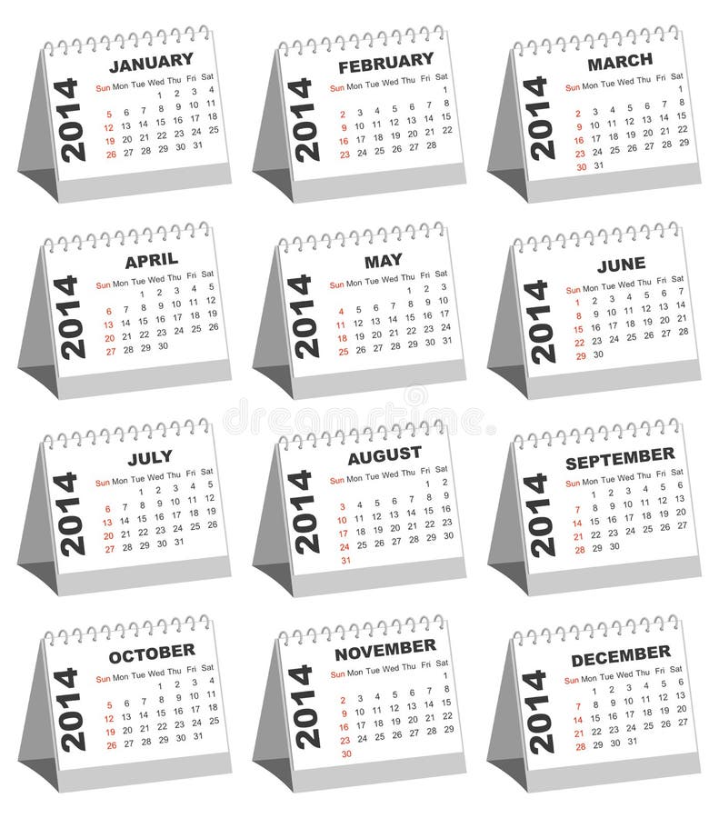 Calendários de secretária para 2014 ilustração stock