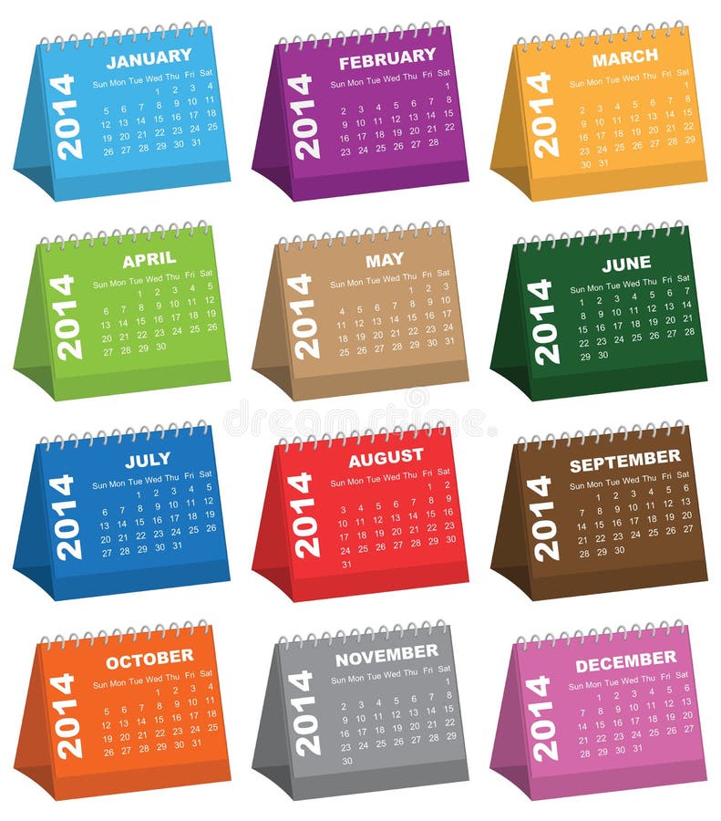 Calendários de secretária coloridos ilustração stock