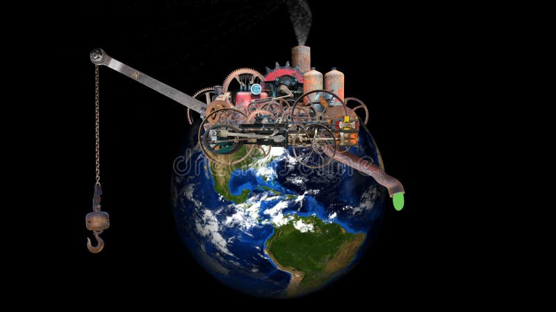 Calentamiento del planeta, cambio de clima, contaminación, ambiente, tierra, planeta stock de ilustración