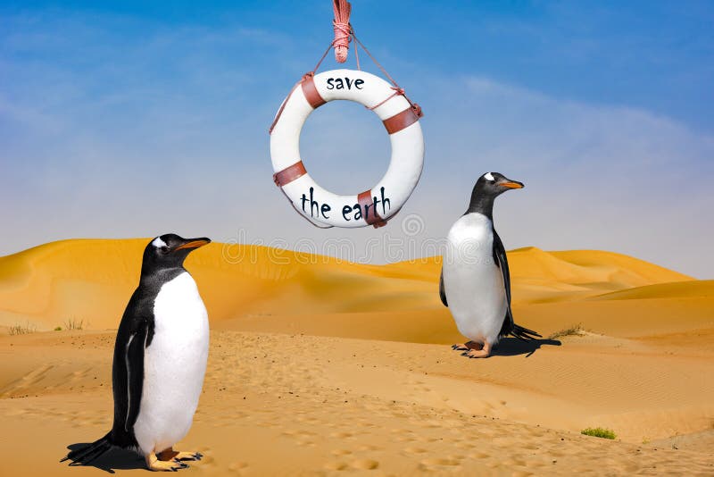 Calentamiento del planeta - hábitat de Penguine stock de ilustración Calentamiento del planeta - hábitat de Penguine stock de ilustración