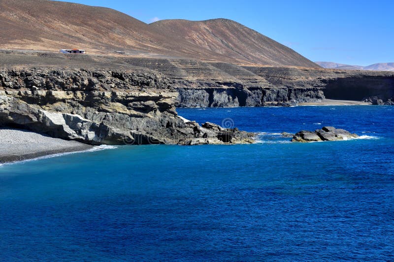 Costa di Ajuy a Fuerteventura, isole Canarie, Spagna fotografie stock libere da diritti