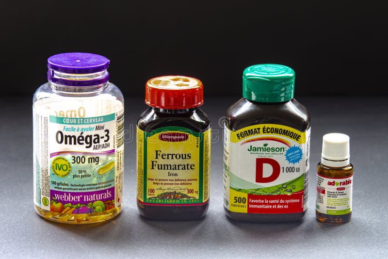 Popular Brands of Basic Essential Vitamins Editorial Stock Image