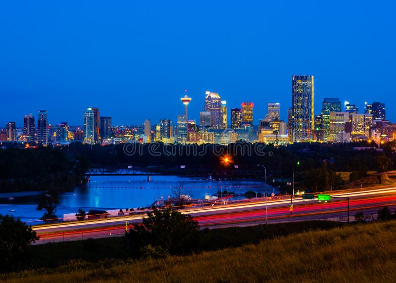 Calgary Canada stock photo. Image of lights, road, corporation 53370362