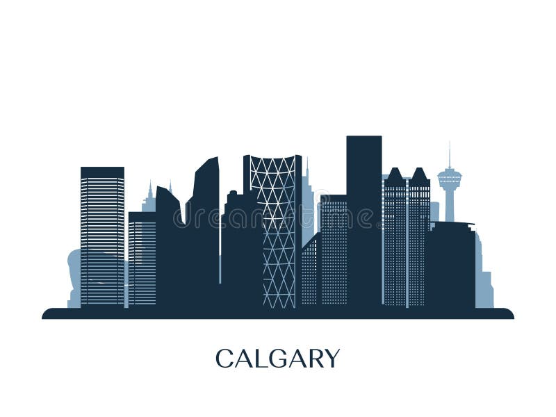 Calgary skyline, monochrome silhouette.