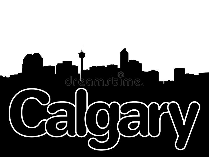 Calgary Skyline with Overlapping Text Illustration Stock Illustration ...