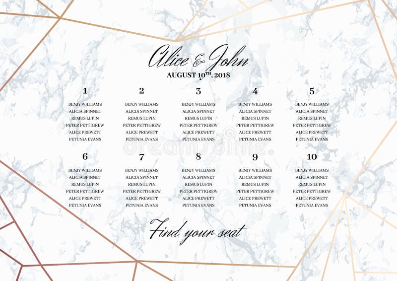 Calibre d'affiche de diagramme d'allocation des places de mariage illustration stock Calibre d'affiche de diagramme d'allocation des places de mariage illustration stock