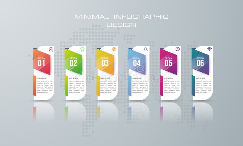 Calibre d'Infographic avec 6 options, option de bannière pour infographic illustration libre de droits Calibre d'Infographic avec 6 options, option de bannière pour infographic illustration libre de droits
