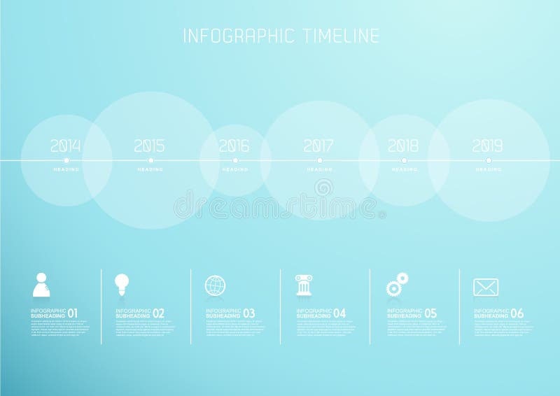 Calibre d'Infographic avec six cercles et icônes illustration stock Calibre d'Infographic avec six cercles et icônes illustration stock