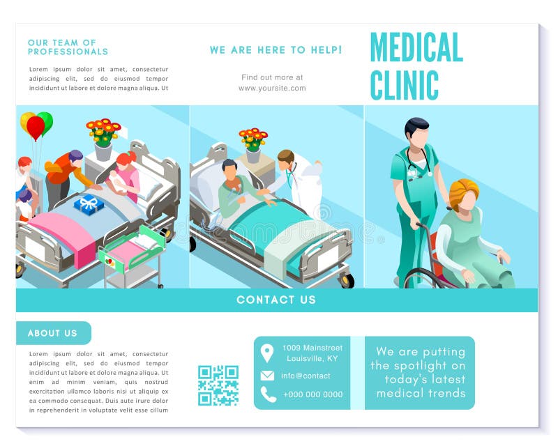 Calibre de base de brochure de vecteur bleu propre triple de clinique médicale illustration libre de droits Calibre de base de brochure de vecteur bleu propre triple de clinique médicale illustration libre de droits