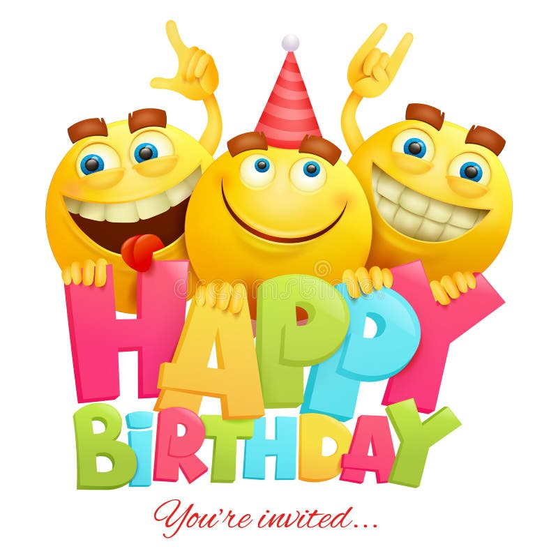 Joyeux Anniversaire Conception De Banniere De Vecteur Avec Le Personnage De Dessin Anime Souriant Drole D Emoji Illustration Stock Illustration Du Personnage Anniversaire Joyeux Anniversaire Conception De Banniere De Vecteur Avec Le Personnage De Dessin Anime Souriant Drole D Emoji Illustration Stock Illustration Du Personnage Anniversaire