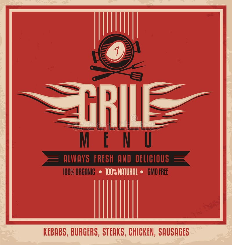 Calibre de conception d'affiche de menu de gril rétro illustration de vecteur Calibre de conception d'affiche de menu de gril rétro illustration de vecteur