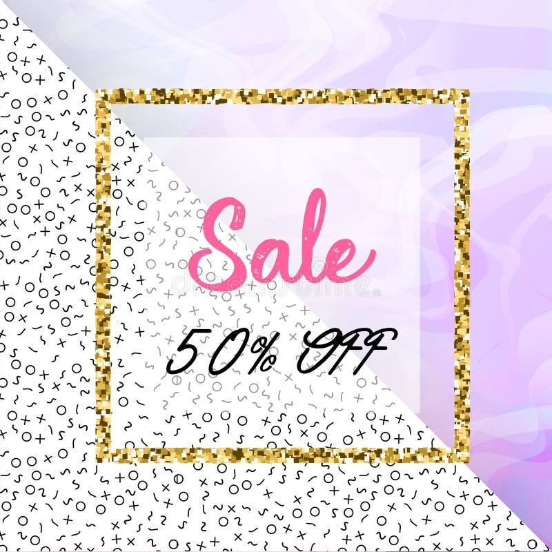 Calibre de conception de vente pour la bannière, insecte, affiche, avec la texture et le détail de marbre d'or Liquidation de mod illustration libre de droits Calibre de conception de vente pour la bannière, insecte, affiche, avec la texture et le détail de marbre d'or Liquidation de mod illustration libre de droits