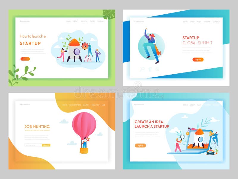Calibre de débarquement de page d'idée créative de démarrage d'entreprise Concept de recrutement de chasse de travail avec des ca illustration de vecteur Calibre de débarquement de page d'idée créative de démarrage d'entreprise Concept de recrutement de chasse de travail avec des ca illustration de vecteur