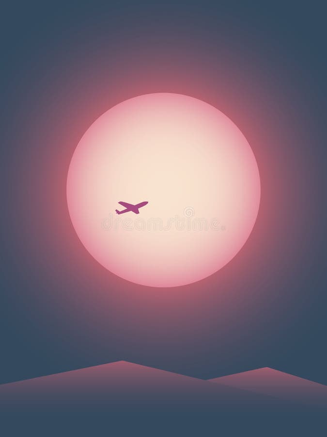 Calibre de déplacement de vecteur d'affiche d'été avec le vol d'avion devant le soleil au coucher du soleil Rétro style minimalis illustration de vecteur Calibre de déplacement de vecteur d'affiche d'été avec le vol d'avion devant le soleil au coucher du soleil Rétro style minimalis illustration de vecteur