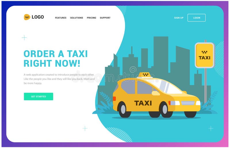 Calibre de site Web de taxi illustration d'une voiture sur le fond de la ville illustration stock Calibre de site Web de taxi illustration d'une voiture sur le fond de la ville illustration stock
