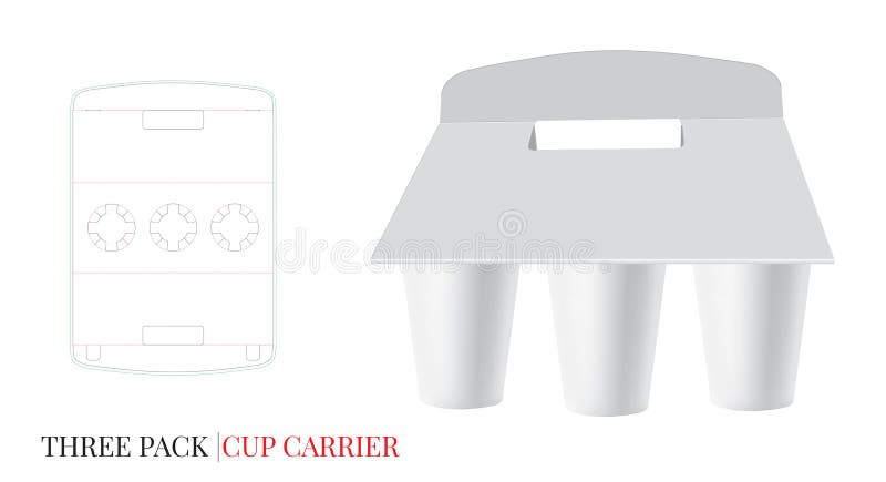 Calibre de transporteur de tasses, transporteur de bière de carton de trois paquets Le vecteur avec découpé/laser avec des matric illustration de vecteur Calibre de transporteur de tasses, transporteur de bière de carton de trois paquets Le vecteur avec découpé/laser avec des matric illustration de vecteur