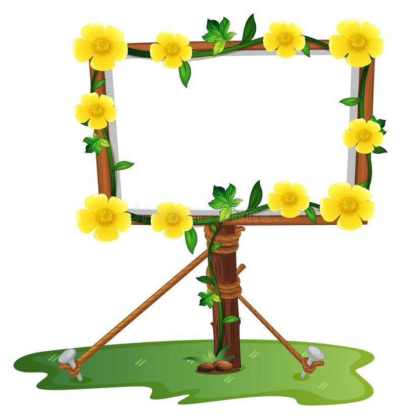 Calibre de vue avec les fleurs jaunes de renoncule illustration stock Calibre de vue avec les fleurs jaunes de renoncule illustration stock