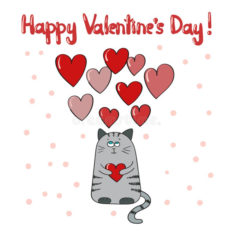 Calibre Heureux De Carte De Saint-Valentin Chat Mignon Dans L'amour