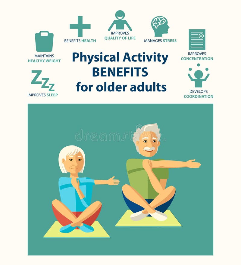 Calibre informationnel d'affiche pour l'aîné Avantages d'activité physique pour des adultes plus âgés