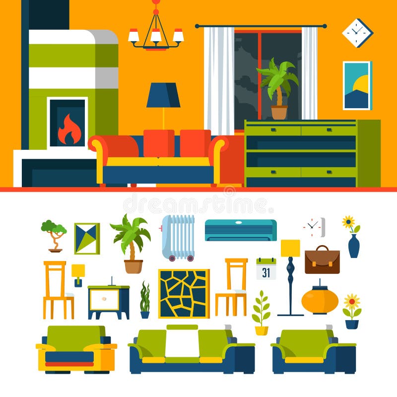 Calibre intérieur v de constructeur d'objet de salon illustration libre de droits Calibre intérieur v de constructeur d'objet de salon illustration libre de droits