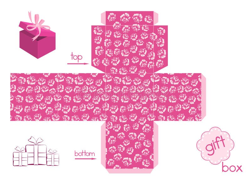 Calibre pour le boîte-cadeau mignon illustration libre de droits Calibre pour le boîte-cadeau mignon illustration libre de droits