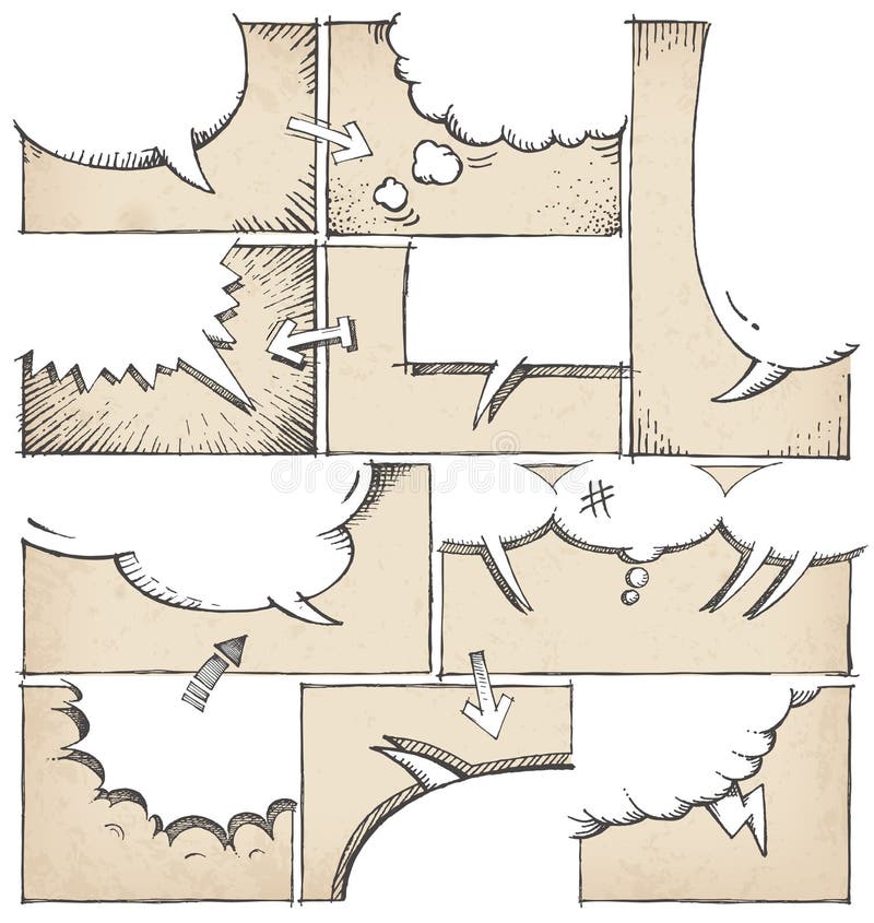 Calibre tiré par la main de page de bande dessinée illustration libre de droits Calibre tiré par la main de page de bande dessinée illustration libre de droits