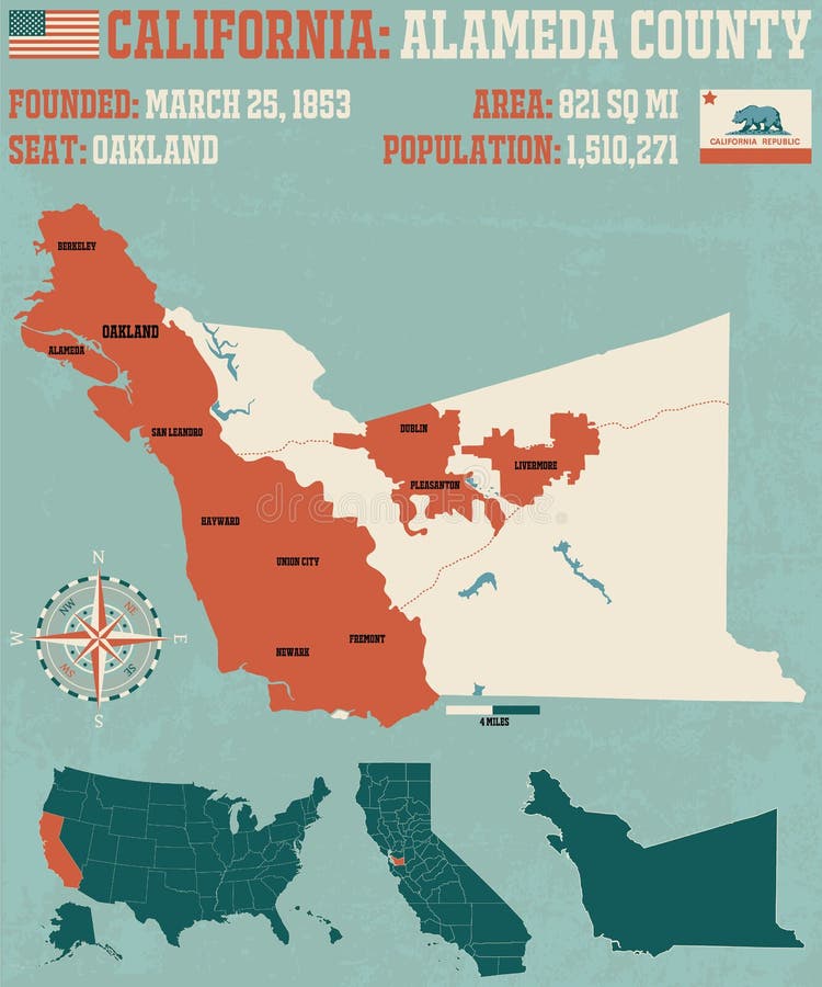 California Alameda County Map Large Detailed 89456164 