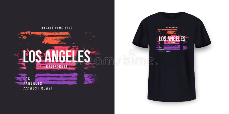 California, Los Angeles Typography. T-shirt Graphics with Tropic Palms ...