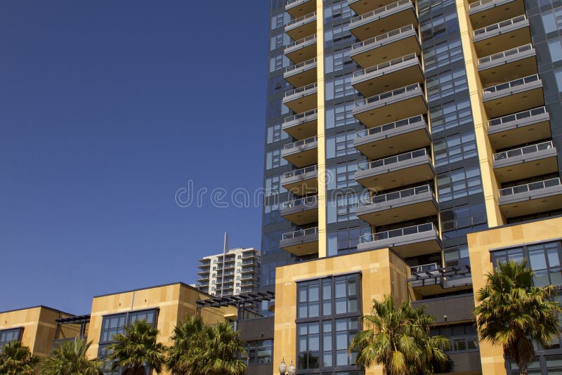 California modern condominiums and retail building