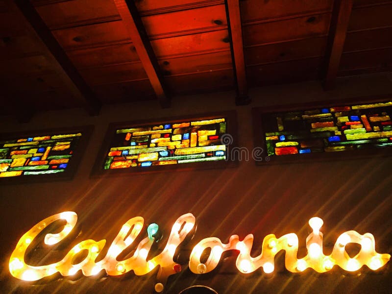 California Sign, Stained Glass Editorial Photo Image of friends