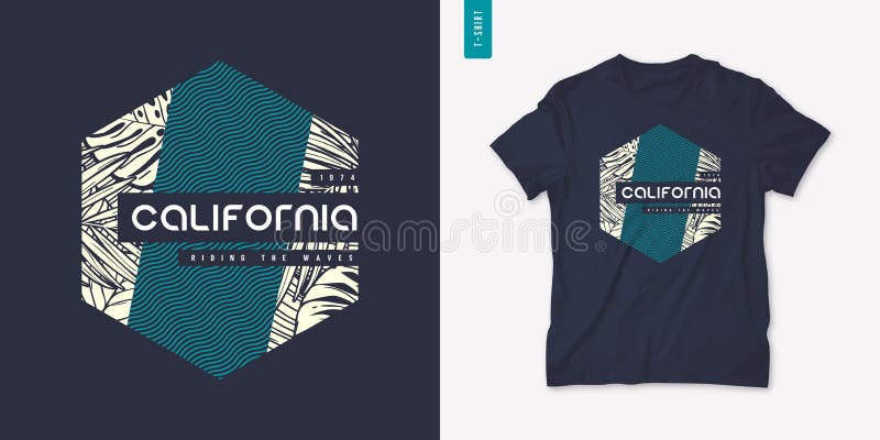 California Sommer Grafik Hemd Design tropischen Druck Vektor Illustration