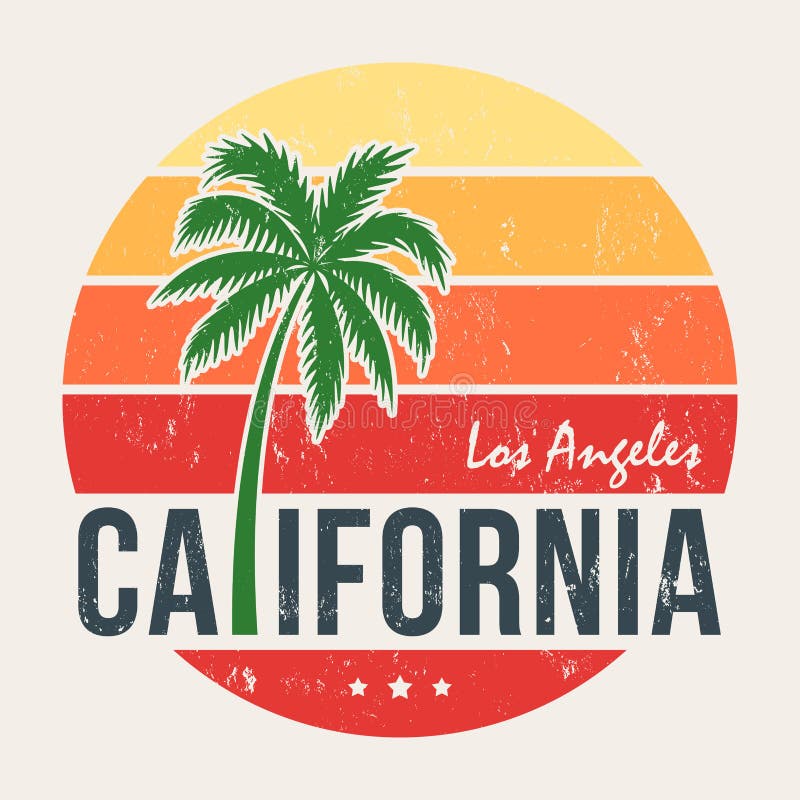 California Tee Print With Styled Palm Tree Stock Vector ...