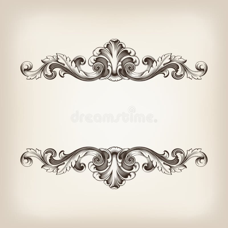 Vector vintage border frame filigree engraving with retro ornament pattern in antique baroque style ornate decorative antique calligraphy design. Vector vintage border frame filigree engraving with retro ornament pattern in antique baroque style ornate decorative antique calligraphy design