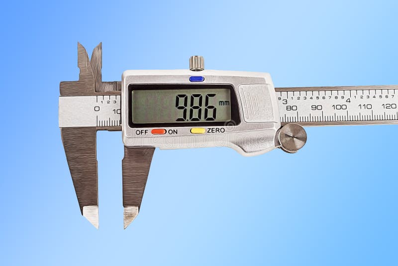 Caliper. a device for measuring precision. the size of a part, as well as the diameter. close-up.