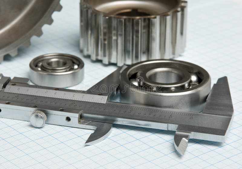 Caliper with Gears and Bearings Stock Image Image of education