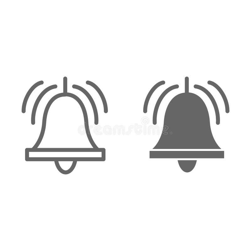 Call Bell Line and Solid Icon, Delivery Symbol, Ringing Bell Vector Sign on White Background