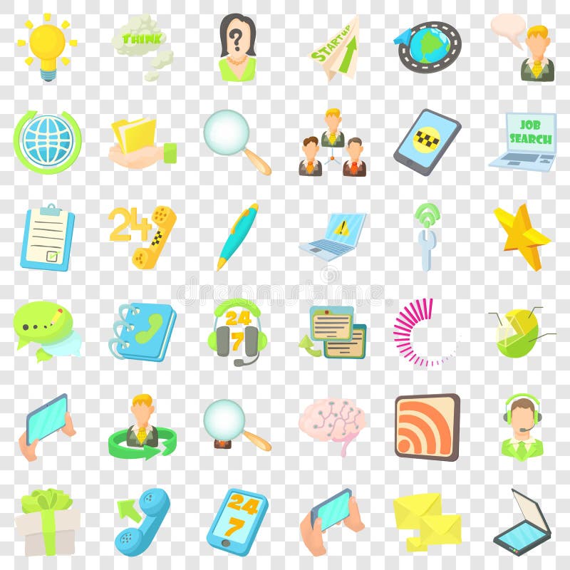 Call center icons set, cartoon style royalty free illustration Call center icons set, cartoon style royalty free illustration