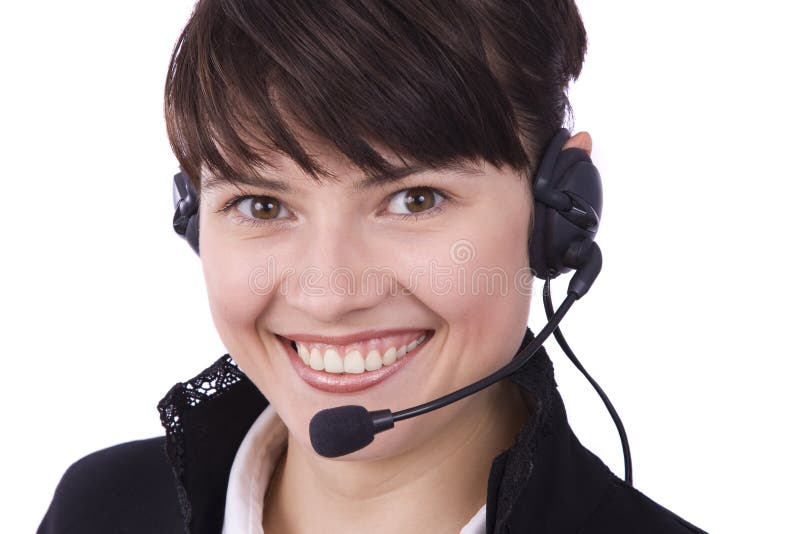 Call center operator. Woman with headset