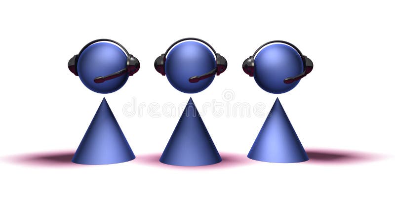 Call center operator with headset 3D generated with Lightwave. Operators illustrations