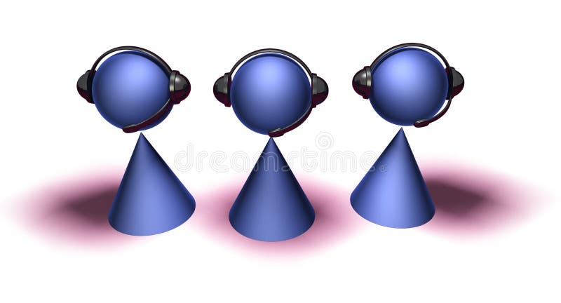 Call center operator with headset 3D generated with Lightwave. Operators illustrations
