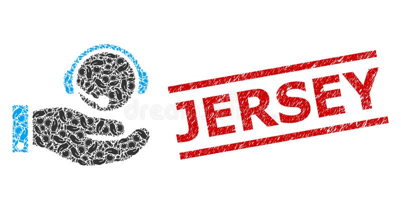 Call Center Service Recursive Collage of Call Center Service Items and Textured Jersey Seal Stamp royalty free illustration
