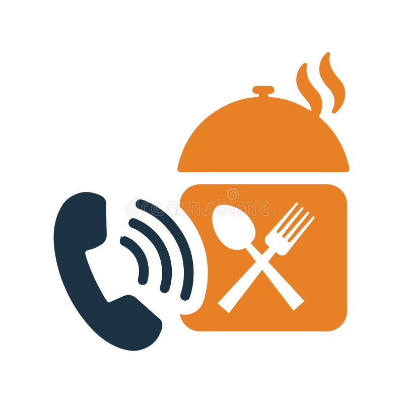 Call, Food, Order Line Icon. Outline Vector Stock Vector - Illustration