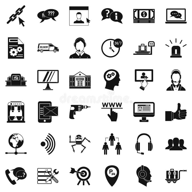 Call service icons set, simple style vector illustration