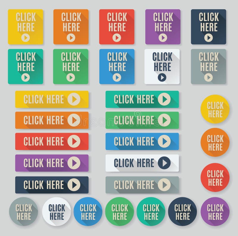 Call to action Click Here buttons vector illustration