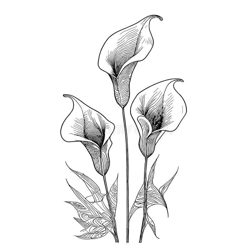 Sketch Calla Lilies Flowers Stock Illustrations – 92 Sketch Calla ...