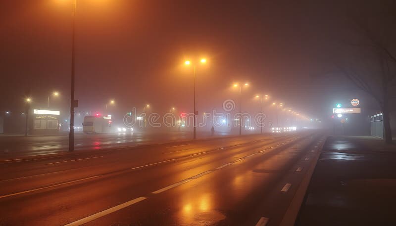 Calle de la ciudad en la noche que ilumina el ambiente urbano y el misterioso paisaje nocturno IA Generativa ilustración del vector
