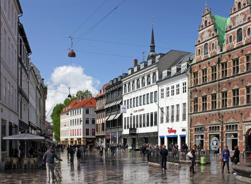Calle de Stroget, Copenhague fotografía de archivo Calle de Stroget, Copenhague fotografía de archivo