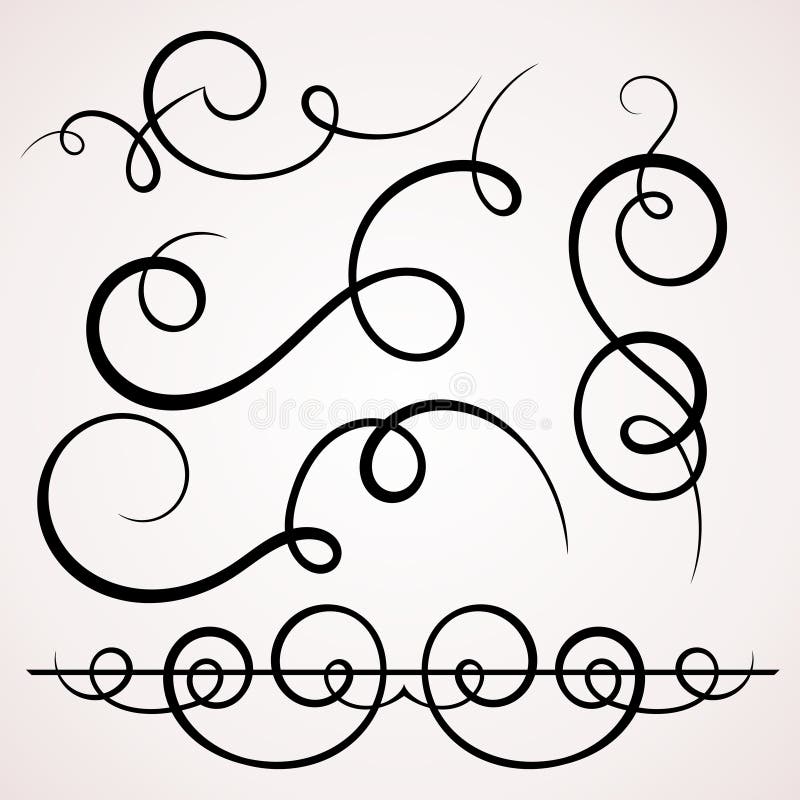 Swoosh Curls Swash Swish with Scribbles and Squiggle Swooshes, S Stock  Vector - Illustration of curls, modern: 122129421